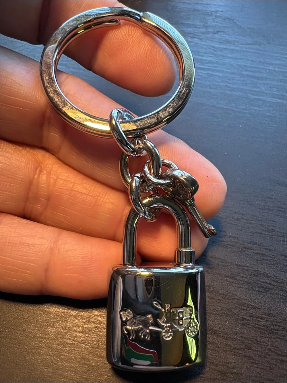 Coach Silver Padlock Keychain Key & Card Holder